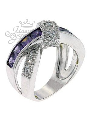 Кольцо с фиолетовыми кристаллами