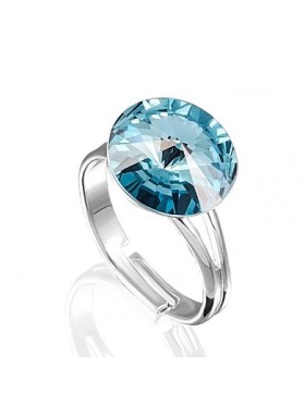 Кольцо разъемное с голубым кристаллом Swarovski