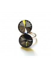 Кольцо с двумя кристаллами Swarovski Silver Night