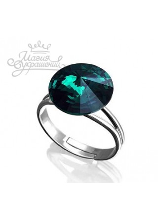 Кольцо с зеленым кристаллом Swarovski Emerald