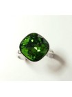 Кольцо разъемное с с зеленым кристаллом ромбом Swarovski