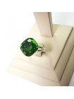 Кольцо разъемное с с зеленым кристаллом ромбом Swarovski
