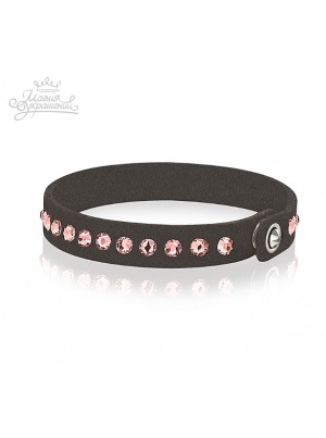 Браслет черный с розовыми Swarovski Elements