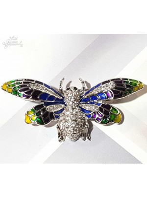 Брошь разноцветная Бабочка кристаллами Сваровски
