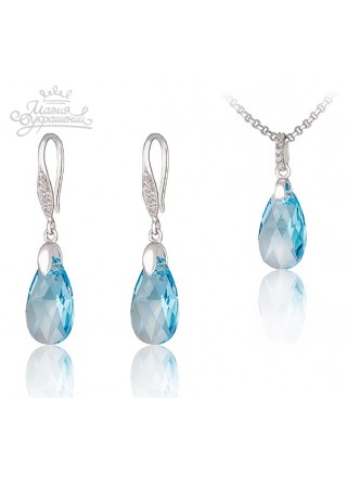 Комплект Полярное сияние голубой кристалл Swarovski medium