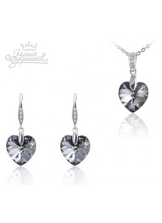 Набор Сердечки с кристаллами Swarovski  Silver Night