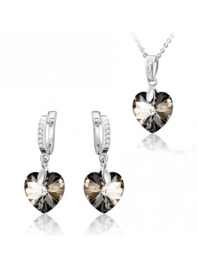 Комплект с кристаллом Сердечко Swarovski Silver Night