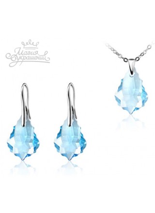 Комплект Барокко Barocco с голубыми кристаллами Swarovski