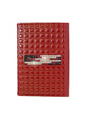 Бумажник водителя стильный "Knicksen" со Swarovski из красной кожи
