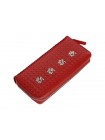 Кошелек большой кожаный красный кошелек портмоне со Swarovski