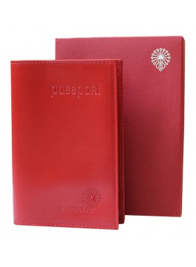 Обложка для паспорта из красной кожи с кристаллом Swarovski