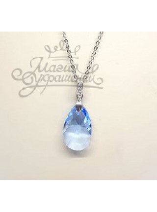 Подвеска Капелька с голубым кристаллом Swarovski Light Sapphire