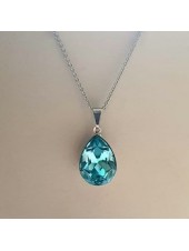 Подвеска Капелька с бирюзовым кристаллом Swarovski