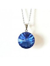 Подвеска с круглым синим кристаллом Swarovski Sappfire 18 мм