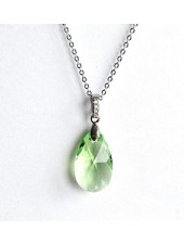 Подвеска Миндалевидная с зеленым кристаллом Swarovski Peridot