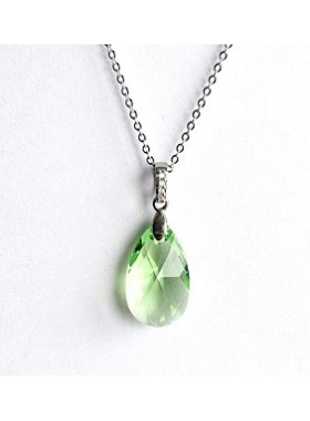 Подвеска Миндалевидная с зеленым кристаллом Swarovski Peridot