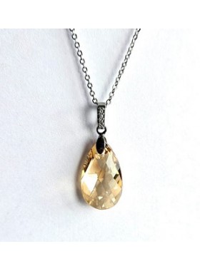 Подвеска Миндалевидная с кристаллом шампань Swarovski Golden Shadow
