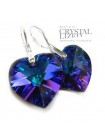 Серьги Сердце с синим кристаллом Гелиотроп
