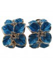 Серьги Голубые цветы с кристаллами