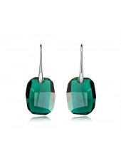 Серьги с крупными зелеными кристаллами Swarovski