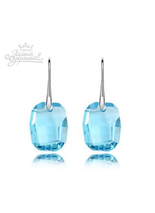 Серьги с крупными голубыми кристаллами Swarovski 
