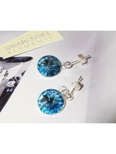 Серьги с подвесным голубым кристаллом Swarovski Aqamarine