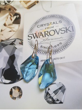 Серьги c Крупными голубыми кристаллами Swarovski 