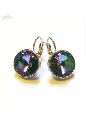 Серьги с круглым кристаллом Swarovski Vitral light 12 мм