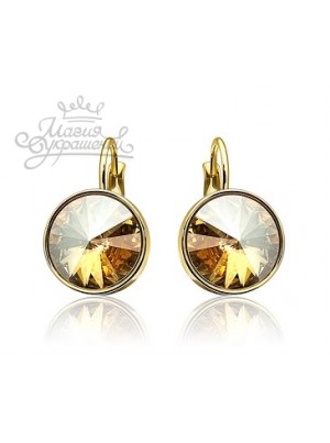 Серьги с круглым кристаллом Swarovski Golden Shadow