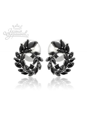 Серьги Магические черные завитки