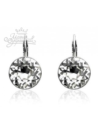 Серьги Бриллиант с прозрачным кристаллом Swarovski Bella 13 мм