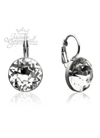 Серьги Бриллиант с прозрачным кристаллом Swarovski Bella 13 мм