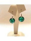 Серьги многогранными зелеными кристаллами Swarovski Emerald
