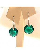 Серьги многогранными зелеными кристаллами Swarovski Emerald
