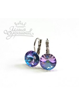 Серьги с разноцветными кристаллами Swarovski Vitrail Light 12 мм