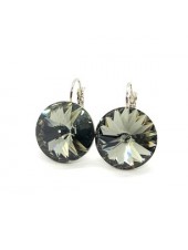 Серьги с крупными кристаллами Swarovski Black Diamond18 мм