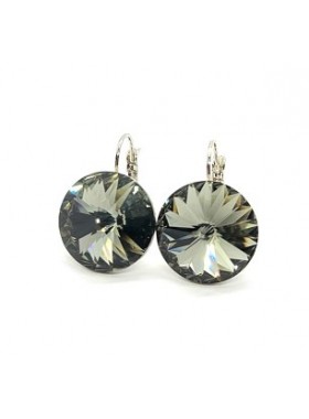 Серьги с крупными кристаллами Swarovski Black Diamond18 мм