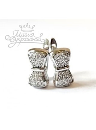 Серьги бантики с прозрачными кристаллами Swarovski
