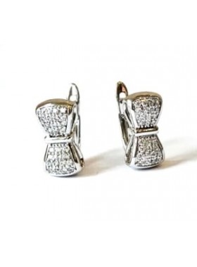 Серьги бантики с прозрачными кристаллами Swarovski