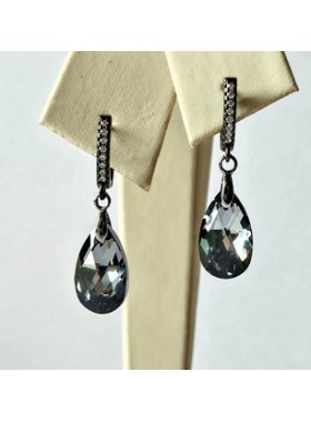 Серьги Капельки с английской застежкой Swarovski Silver Night