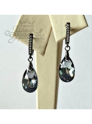 Серьги Капельки с английской застежкой Swarovski Silver Night