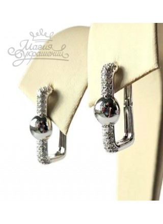 Серьги с прозрачными стразами Swarovski английская застежка