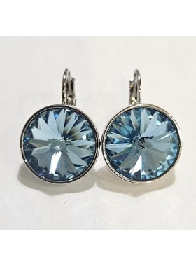 Серьги с риволи голубыми кристаллами Swarovski Aquamarine