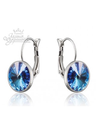 Серьги модные с кристаллом Swarovski Light Sapphire