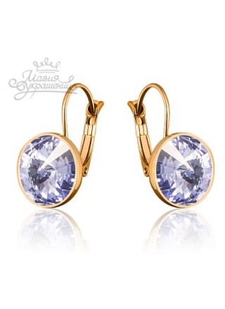 Серьги модные с кристаллом Swarovski сиреневые