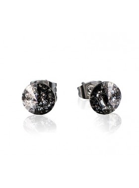 Серьги пусеты со Swarovski Black Patina 8 мм