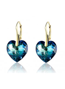 Серьги Синее сердце со Swarovski Bermuda Blue